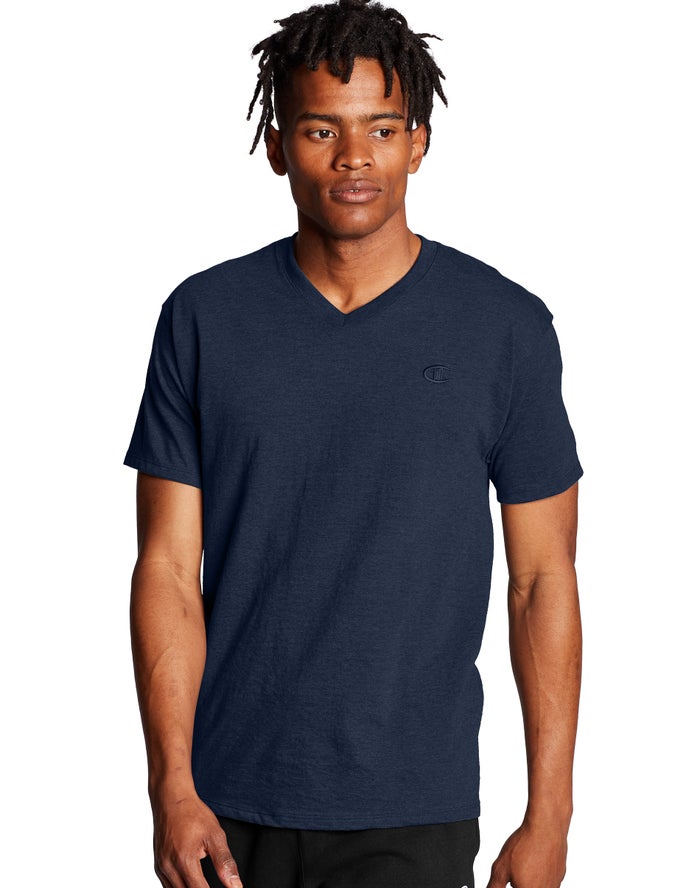 Camiseta Champion Hombre - Classic Jersey V-Neck ( Azul Marino ) 0975318-KX